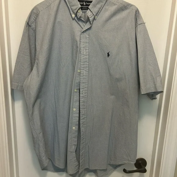 Ralph Lauren Blue Seersucker Casual Button Down Shirt - Picture 1 of 4